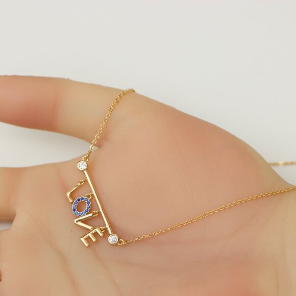 Elegant Rose Gold 'LOVE' Pendant Necklace with Dainty Chain, XPNL0197 - Picture 5 of 13